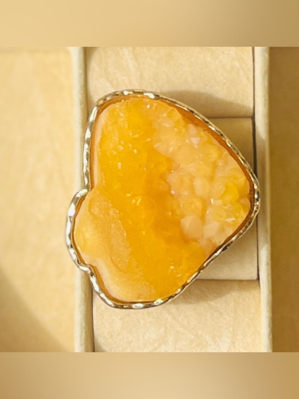 Vintage Boho Raw Yellow Crystal
Statement Ring sz.6